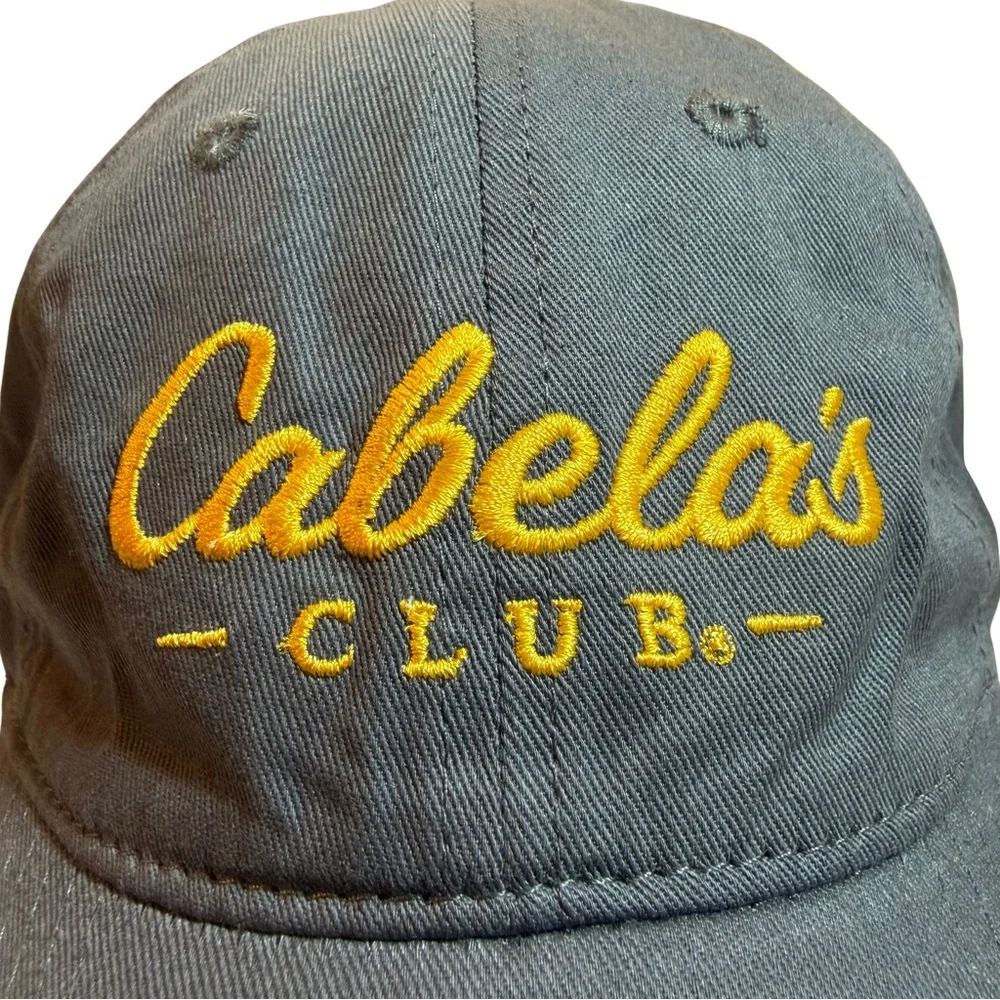 Cabela's Club Cap Embroidered Strap Back Gray Yellow Outdoor Hunting Dad Hat OSF